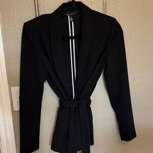 White House Black Market Black Shawl Collar Belted Blazer